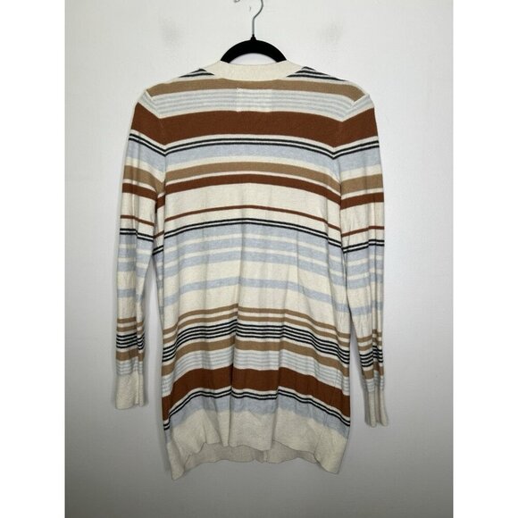 Abercrombie & Fitch Striped Cardigan Grandpacore Sweater Brown Cream Medium - Picture 6 of 10